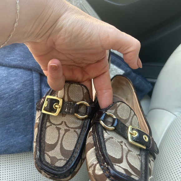 Coach Brown Leather Loafers with Gold Detailing - Picture 6 of 9